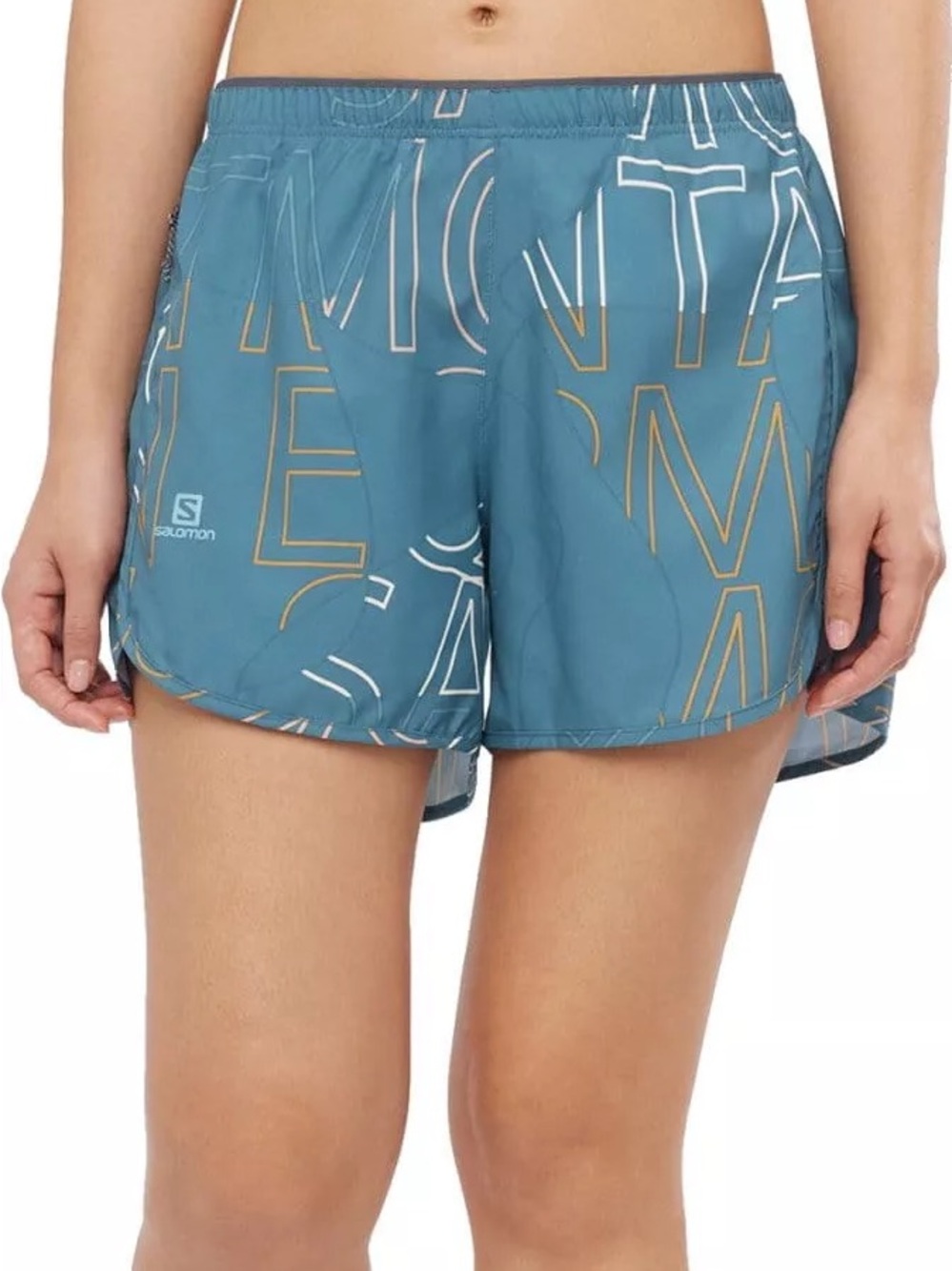 Salomon Blue Teal Graphic Athletic Shorts Size M